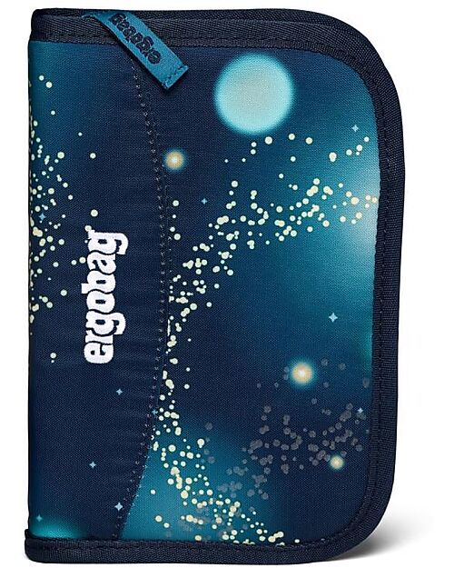 ergobag Set Scuola con Zaino Maxi 24 Litri + Zainetto Sportivo + Astuccio Rigido + Astuccio Morbido + Porta Quaderni A4 + 4 Kletties - Space Bear Galaxy Glow Edition Zaini Scuola