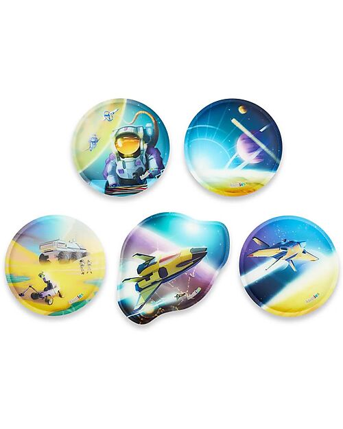 ergobag Set Scuola con Zaino Maxi 24 Litri + Zainetto Sportivo + Astuccio Rigido + Astuccio Morbido + Porta Quaderni A4 + 4 Kletties - Space Bear Galaxy Glow Edition Zaini Scuola