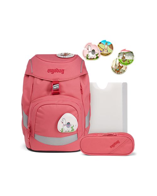 ergobag Set Scuola con Zaino Prime + Astuccio + Porta Quaderni + 4 Kletties - Lamas in BearJamas Zaini Scuola