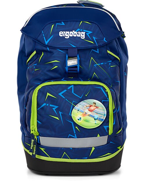 ergobag Zaino Ergonomico Prime - Blu - Front RunBear - Adatto per le Elementari Zaini Scuola