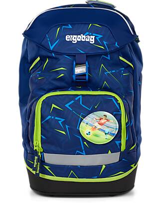 ergobag Zaino Ergonomico Prime - Blu - Front RunBear - Adatto per le Elementari Zaini Scuola