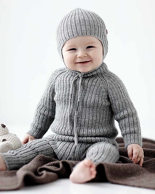 Esencia Cappellino con Paraorecchi e Coccinella, Grigio - 100% lana di  alpaca unisex (bambini)