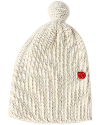 Esencia Cappellino PonPon con Coccinella, Avorio (3-4 e 5-6 anni) - 100% Lana di alpaca Cappelli Invernali
