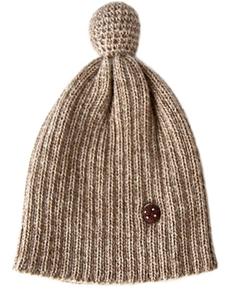 Esencia Cappellino PonPon con Coccinella, Sabbia (1-2 anni) - 100% Lana di alpaca Cappelli Invernali