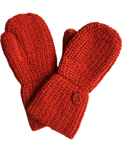 Esencia Guanti con Coccinella, Rosso - 100% Lana di alpaca Guanti