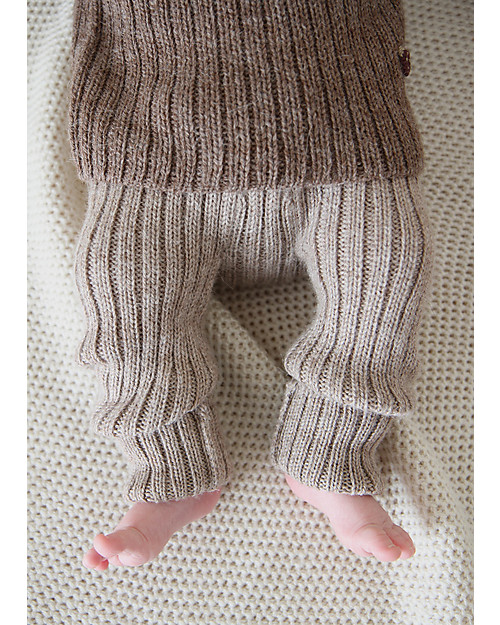 Esencia Leggings a Costine, Tortora - 100% lana di alpaca Leggings