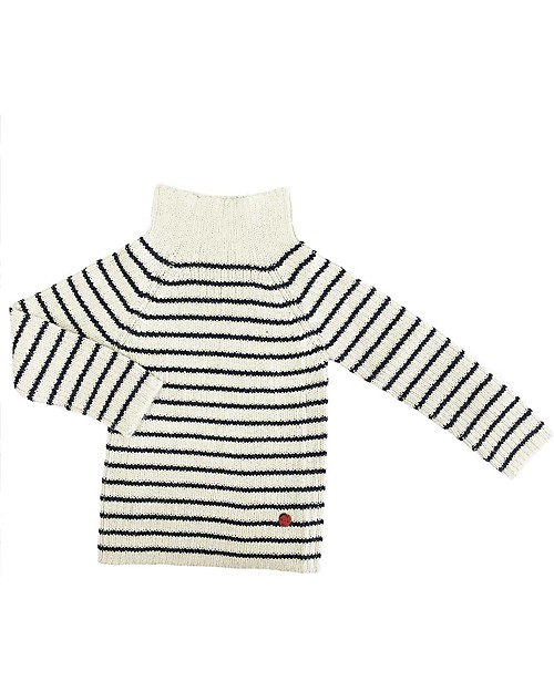 Esencia Maglione a Righe Avorio/Blu Navy - 100% lana di alpaca Maglioni