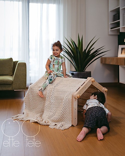 Ette Tete Nuovo Triangolo Pikler Mopitri Modificabile in Legno Mopitri con Rampa, Natural - Il gioco sicuro per piccoli scalatori! Giochi Montessoriani