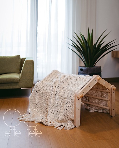 Ette Tete Nuovo Triangolo Pikler Mopitri Modificabile in Legno Mopitri con Rampa, Natural - Il gioco sicuro per piccoli scalatori! Giochi Montessoriani