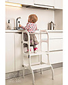 Ette Tete OUTLET Torre Montessoriana Convertibile Step'n'Sit, Bianco con Cinghie Argento - Pezzo di Showroom Torri Montessoriane_