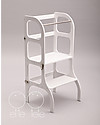 Ette Tete OUTLET Torre Montessoriana Convertibile Step'n'Sit, Bianco con Cinghie Argento - Pezzo di Showroom Torri Montessoriane_