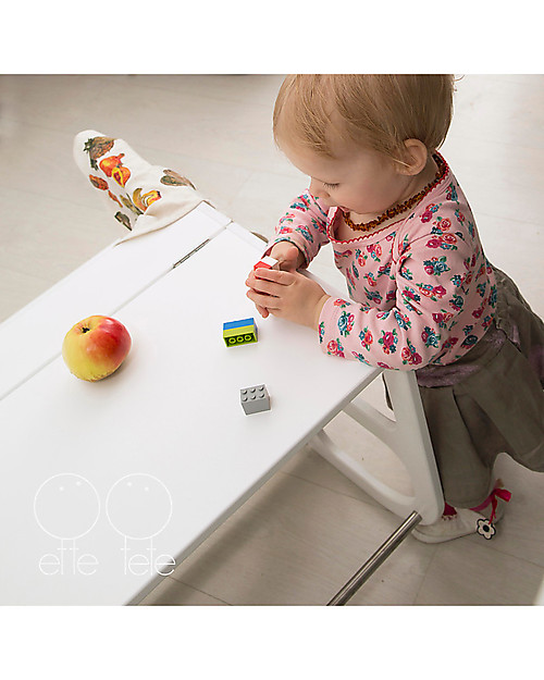 Ette Tete OUTLET Torre Montessoriana Convertibile Step'n'Sit, Bianco con Cinghie Argento - Pezzo di Showroom Torri Montessoriane_