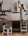 Ette Tete Torre Montessoriana Convertibile Step'n'Sit, Grigio Chiaro con Cinghie Ottone Torri Montessoriane_
