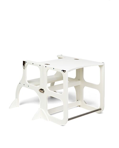 Ette Tete Torre Montessoriana Convertibile Step'n'Sit - Legno - Bianco con  Cinghie Argento - Supporto Extra unisex (bambini)