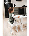 Ette Tete Torre Montessoriana Convertibile Step'n'Sit - Legno - Bianco con Cinghie Argento - Supporto Extra Torri Montessoriane_