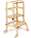 Ette Tete Torre Montessoriana Convertibile Step'n'Sit - Legno - Naturale con Cinghie Argento - Supporto Extra Torri Montessoriane_
