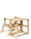 Ette Tete Torre Montessoriana Convertibile Step'n'Sit - Legno - Naturale con Cinghie Argento - Supporto Extra Torri Montessoriane_