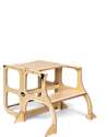 Ette Tete Torre Montessoriana Convertibile Step'n'Sit - Legno - Naturale con Cinghie Argento - Supporto Extra Torri Montessoriane_