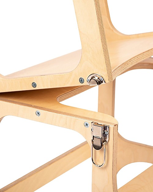 Ette Tete Torre Montessoriana Convertibile Step'n'Sit, Legno Naturale con Cinghie Argento Torri Montessoriane_