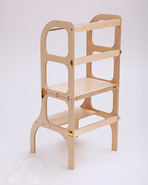 Torre di apprendimento montessori per bambini legno bianco/naturale  54x44x90 cm