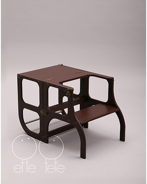 Ette Tete Torre Montessoriana Convertibile Step'n'Sit, Marrone con Cinghie Ottone Torri Montessoriane_