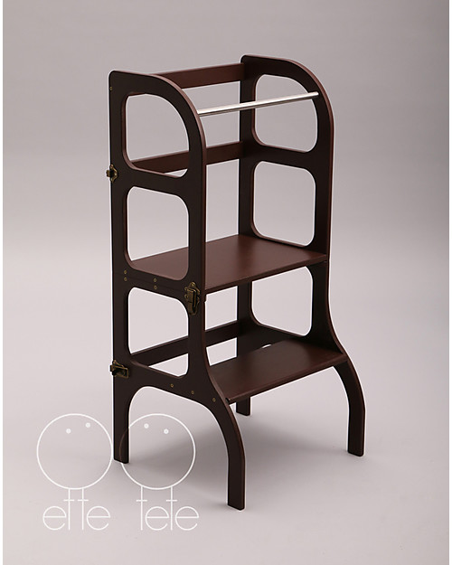 Ette Tete Torre Montessoriana Convertibile Step'n'Sit, Marrone con Cinghie Ottone Torri Montessoriane_