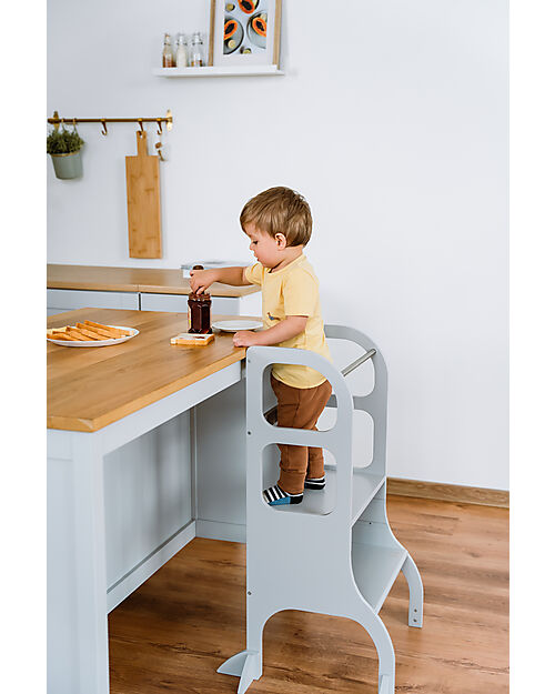 Ette Tete Torre Montessoriana Helper Step Up Regolabile - Grigio - Betulla FSC - con Supporto Extra Torri Montessoriane_