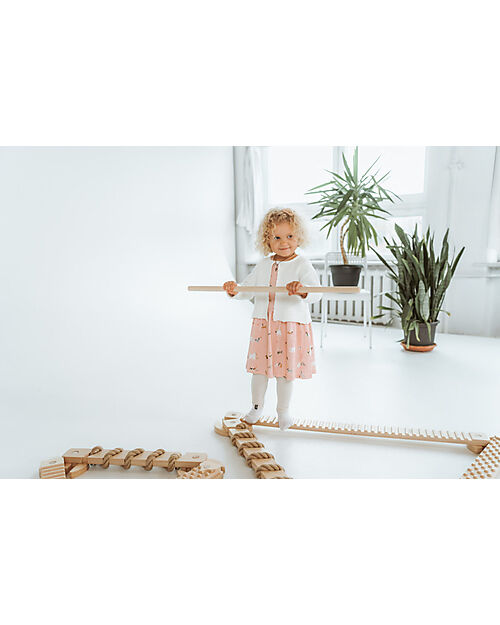 Ette Tete Trave di Equilibrio TipiToo SOLO in Legno - Naturale - con Linee - Perfetto per i Bambini che Iniziano a Stare in Piedi Giochi Montessoriani