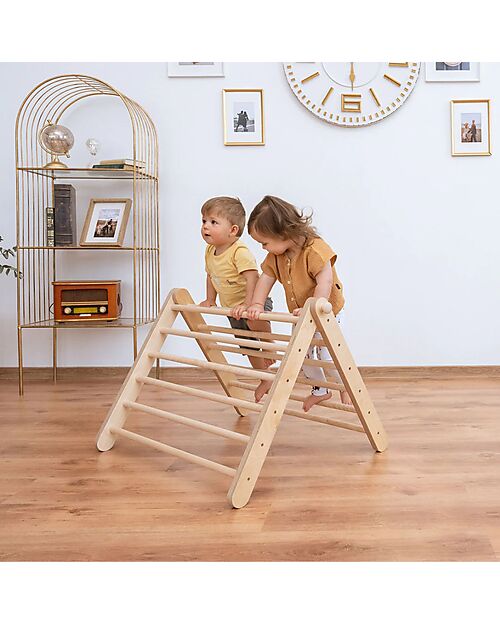 Ette Tete Triangolo Sipitri in Legno - Natural - Perfetto per i Bambini che Iniziano a Stare in Piedi Giochi Montessoriani