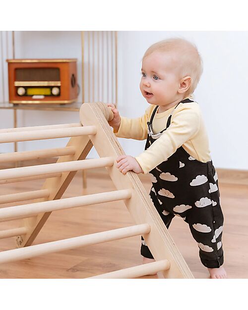 Ette Tete Triangolo Sipitri in Legno - Natural - Perfetto per i Bambini che Iniziano a Stare in Piedi Giochi Montessoriani