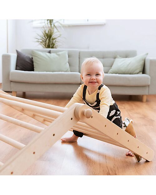 Ette Tete Triangolo Sipitri in Legno - Natural - Perfetto per i Bambini che Iniziano a Stare in Piedi Giochi Montessoriani