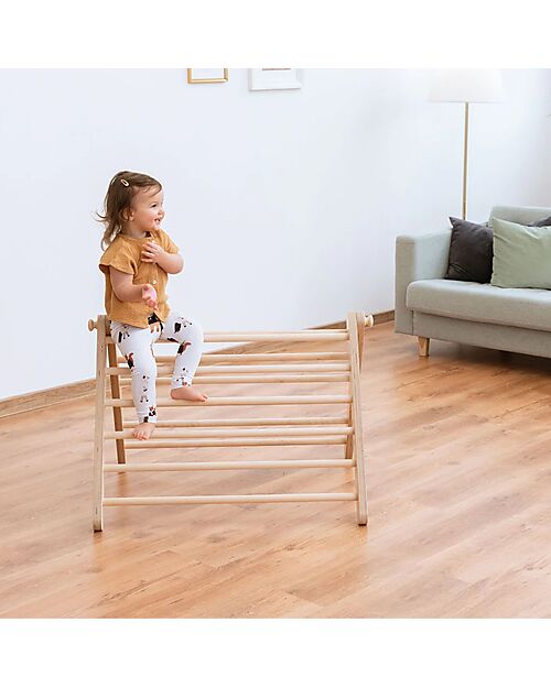 Ette Tete Triangolo Sipitri in Legno - Natural - Perfetto per i Bambini che Iniziano a Stare in Piedi Giochi Montessoriani