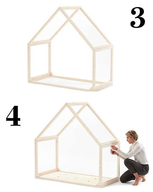 Ettomio Lettino Montessoriano Casetta Aande - 140x70 cm - 100% Made In Italy! Letti Montessoriani