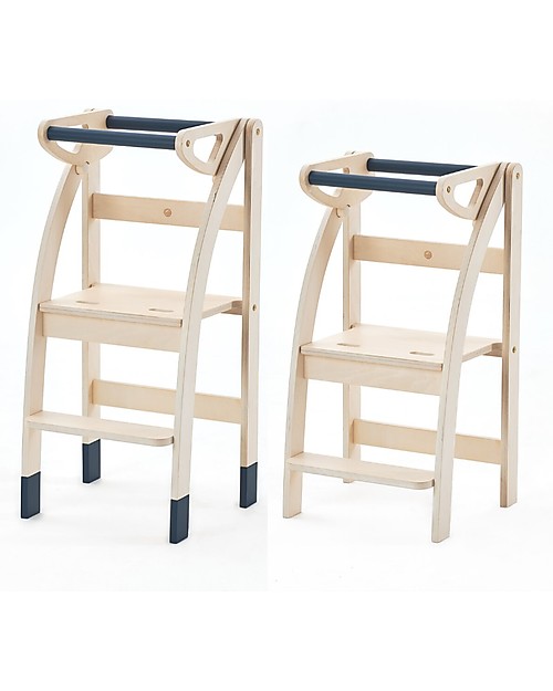 Ettomio Torre  Montessoriana Regolabile e Pieghevole "La Taue 2", Blu - Si chiude con una mano e cresce col tuo bambino! Torri Montessoriane_