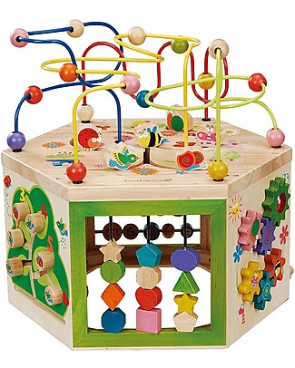 EverEarth 7 in 1 Cubo di Attività - Coordinazione Occhio-Mano - Legno Certificato FSC! Giochi Per Inventare Storie