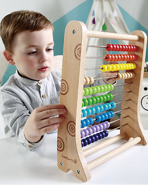 EverEarth Abaco - Insegna a Contare - Legno FSC Altissima Qualità! Giochi di una Volta