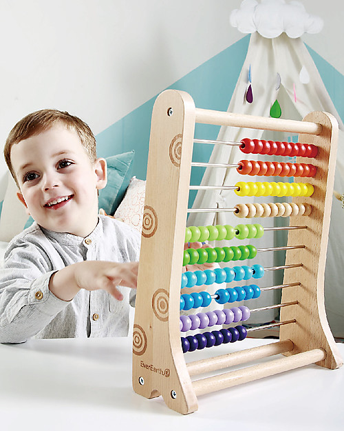 EverEarth Abaco - Insegna a Contare - Legno FSC Altissima Qualità! Giochi di una Volta