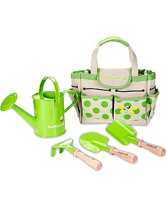 EverEarth Borsa da Giardinaggio con Strumenti -100% Cotone Bio & Faggio Certificato FSC Giochi da Giardinaggio