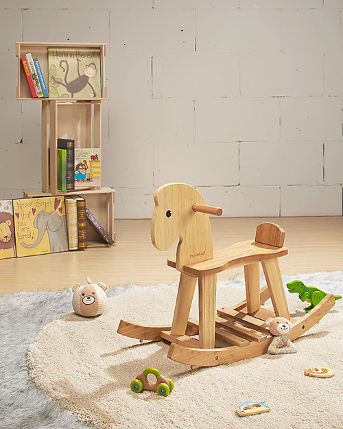 EverEarth Cavallo a Dondolo in Legno di Bamboo Cavalcabili