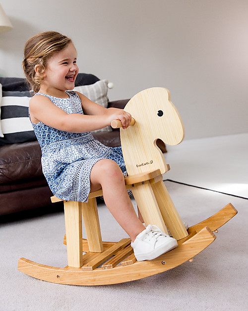 EverEarth Cavallo a Dondolo in Legno di Bamboo Cavalcabili