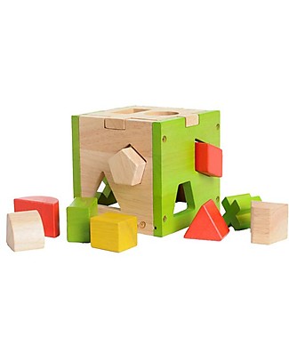 EverEarth Cubo Didattico con Forme Geometriche - Coordinazione Occhio-Mano - Legno Certificato FSC! Incastri In Legno
