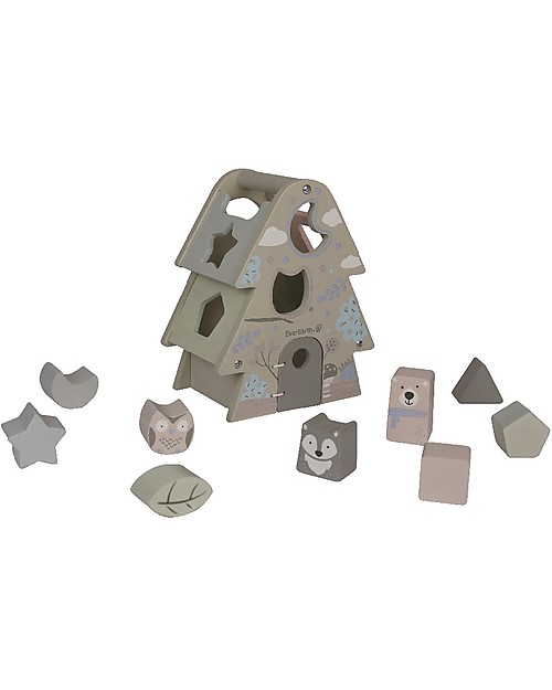 EverEarth Gioco Didattico Albero delle Forme - Pastello - Legno certificato FSC Incastri in Legno