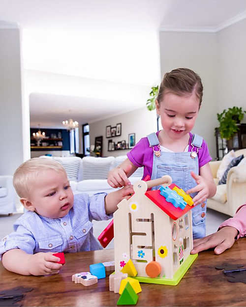 EverEarth La Fattoria, Casa Didattica con Forme Geometriche e Animali - Legno Certificato FSC! Giochi STEM