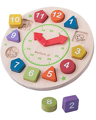 EverEarth Orologio di Attività - 100% Legno Certificato Giochi Per Inventare Storie