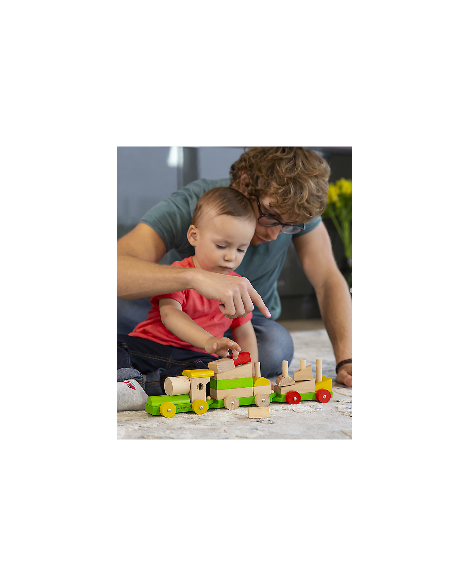 Everearth 80 Pezzi Blocchi Di Costruzione In Legno – Mattoncini Colorati Per Bambini, Giochi Educativi E Creativi, Regalo Ideale