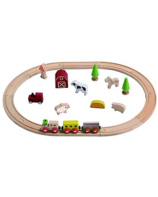 EverEarth Pista del Trenino - Gioco Motorio - Legno FSC Altissima Qualità! Macchine e Trenini in Legno