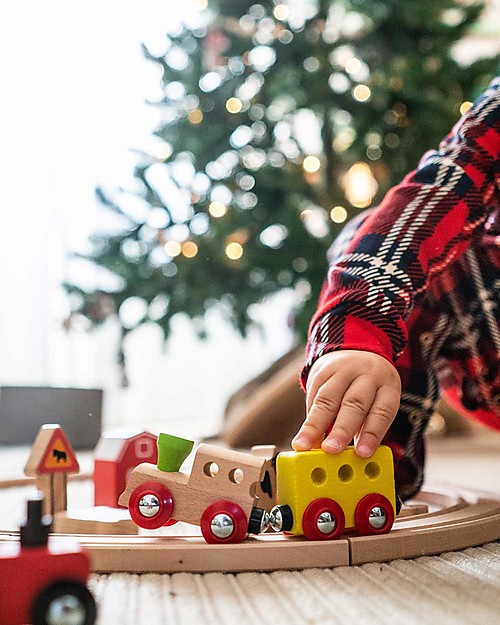 EverEarth Pista del Trenino - Gioco Motorio - Legno FSC Altissima Qualità! Macchine e Trenini  in Legno
