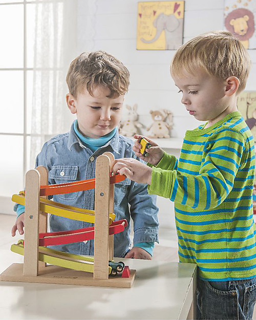 EverEarth Pista per Macchinine - Gioco Motorio - Legno FSC Altissima Qualità! Macchine e Trenini  in Legno