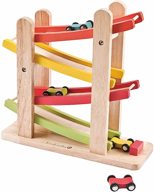EverEarth Pista per Macchinine - Gioco Motorio - Legno FSC Altissima Qualità! Macchine e Trenini  in Legno