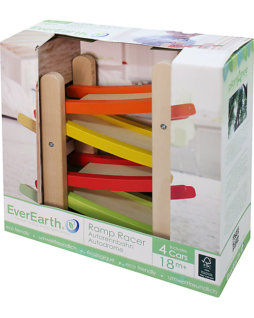 EverEarth Pista per Macchinine - Gioco Motorio - Legno FSC Altissima Qualità! Macchine e Trenini  in Legno